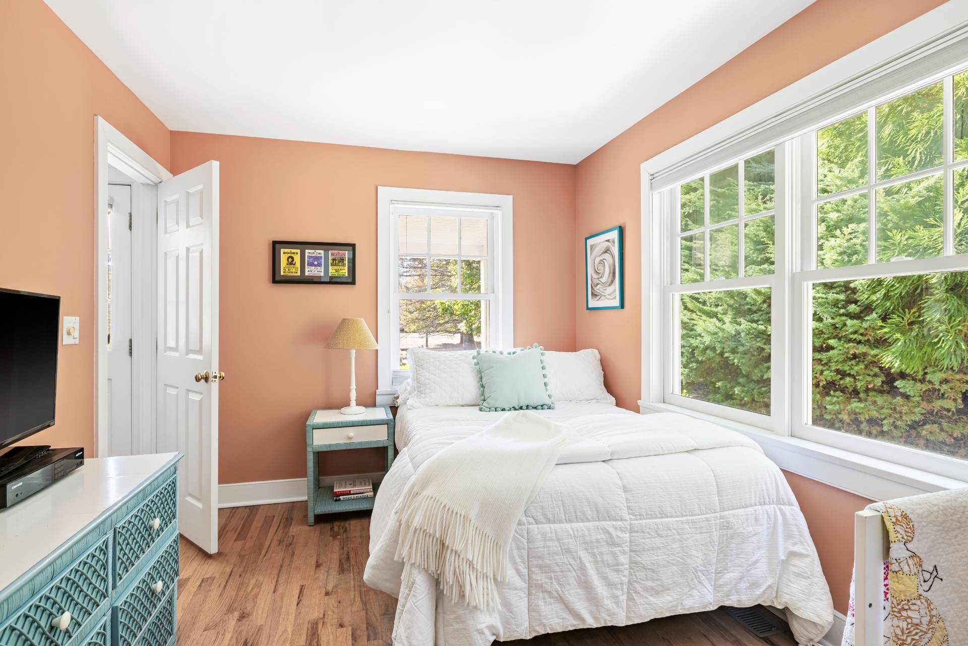 10 Aelfie's Way Bridgehampton, NY 11932 - Photo 19 of 23 a bedroom with a bed and a flat screen tv