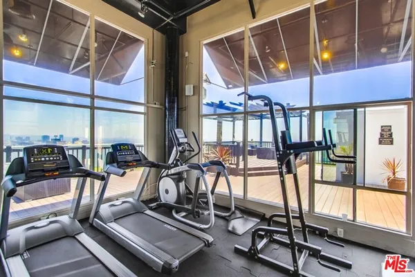 a view of a room with gym equipment