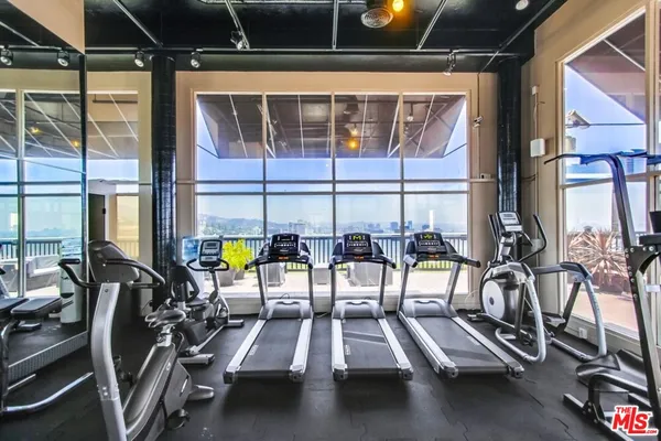 a view of a room with gym equipment