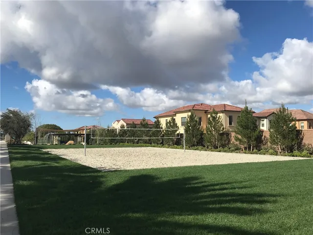 a view of a town with sitting area