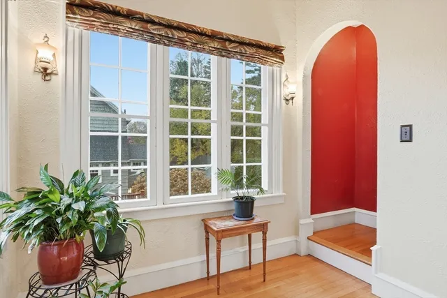 a view of a room with a potted plant and a window