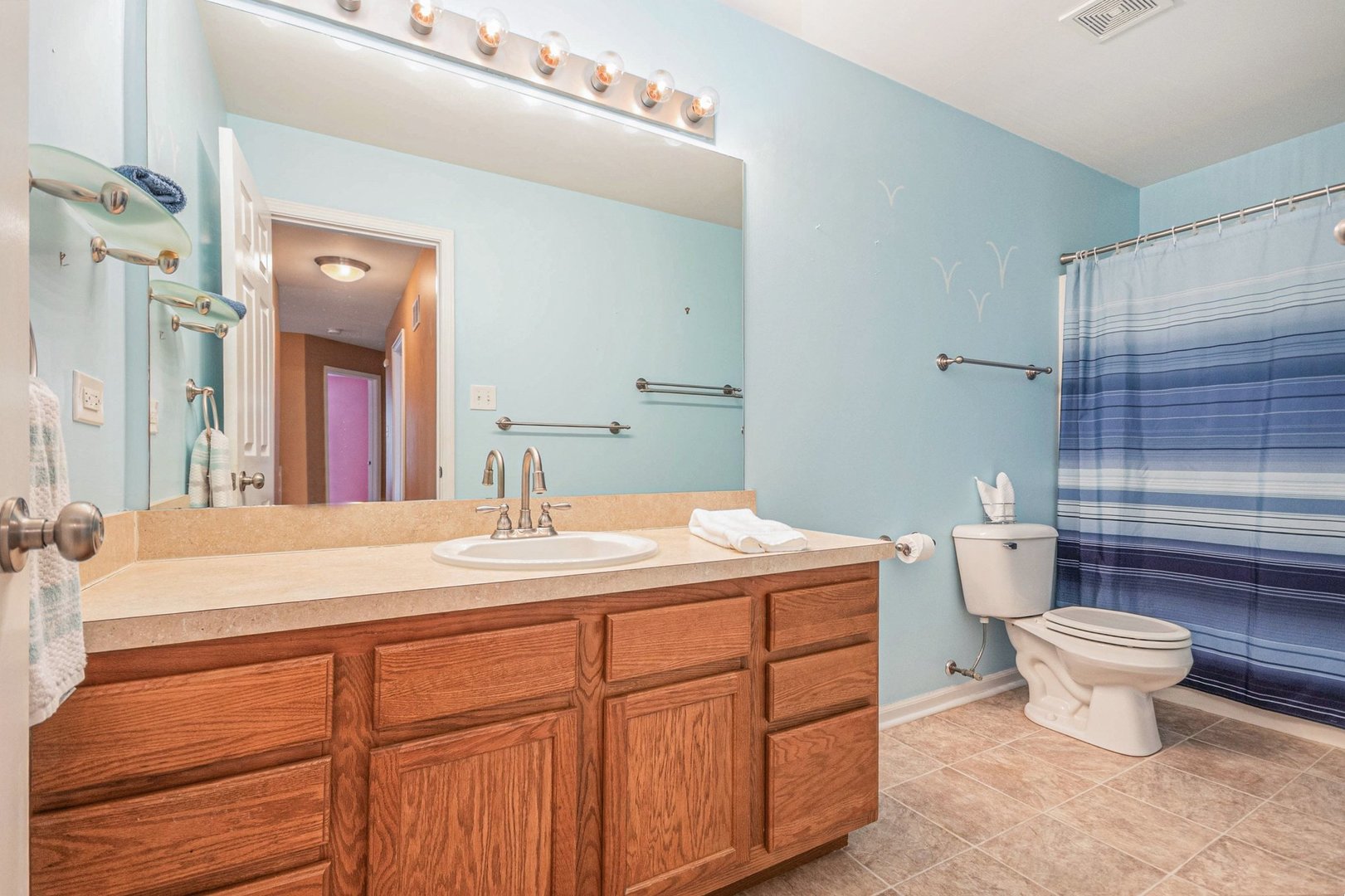 1616 Stanton Lane Plainfield, IL 60586 - Photo 19 of 40 a bathroom with a sink toilet a mirror and shower