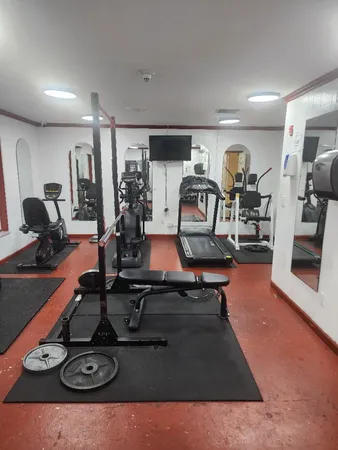 a view of a room with gym equipment
