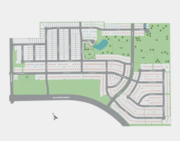 an aerial view of a pool patio outdoor seating and outdoor kitchen view
