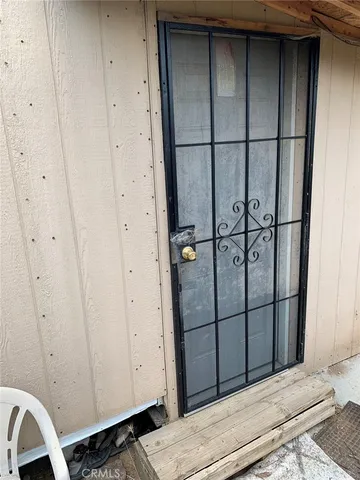 a view of a wooden door