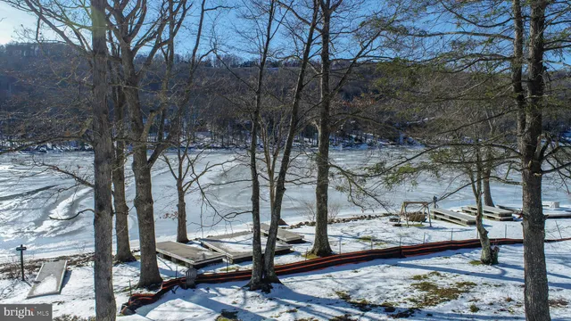 a view of a lake with a mountain