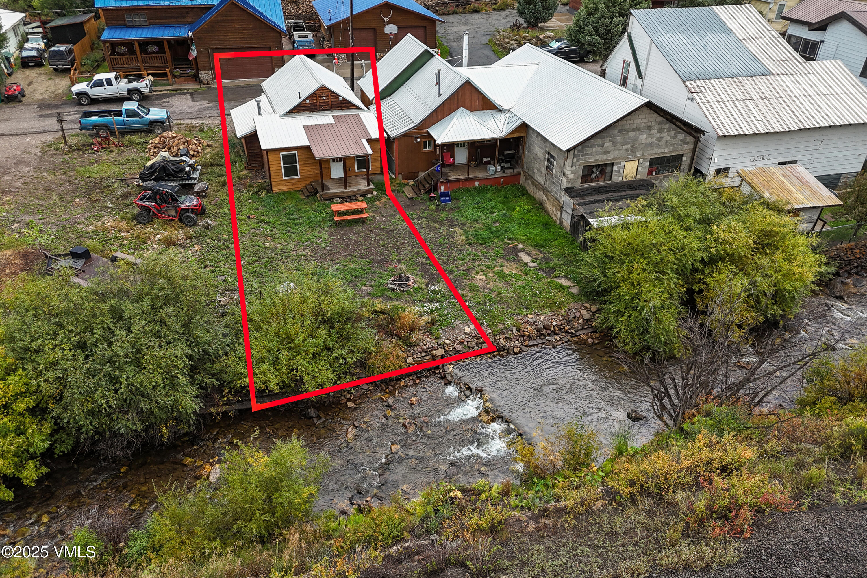 an aerial view of a house