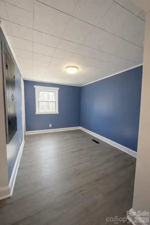 an empty room with windows