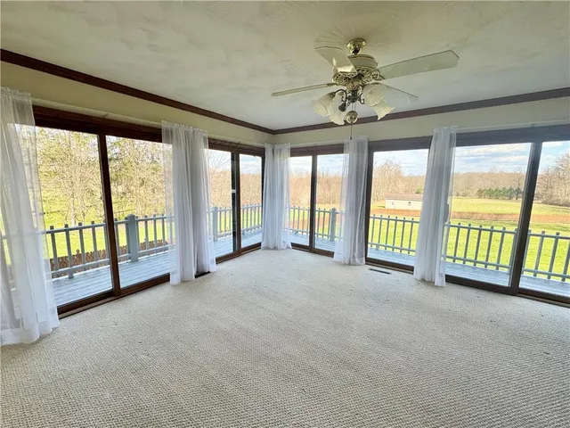 a balcony with furniture