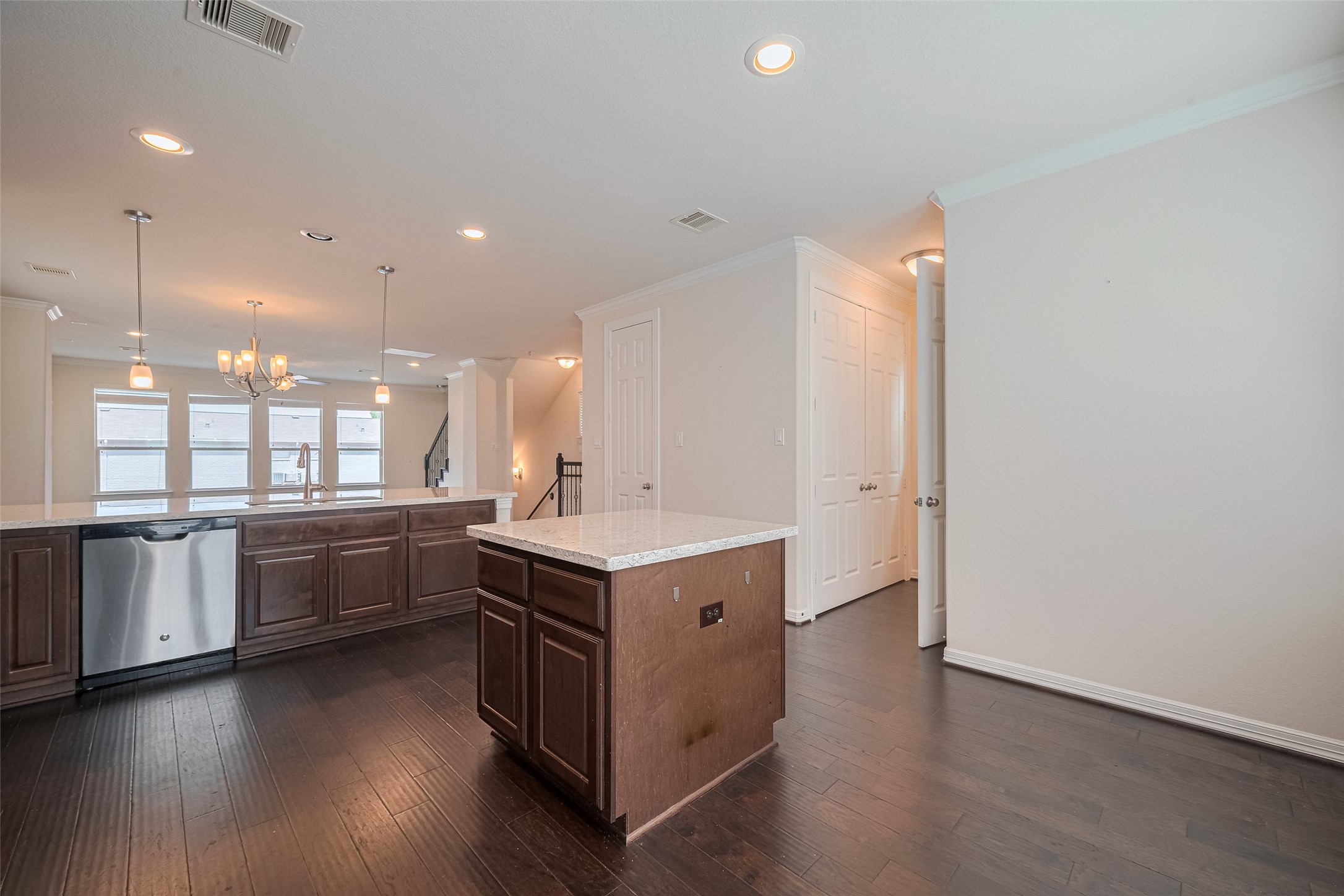 10004 Spring Shadows Park Circle Houston, TX 77080 - Photo 28 of 50 a large kitchen with a lot of counter space and wooden floor