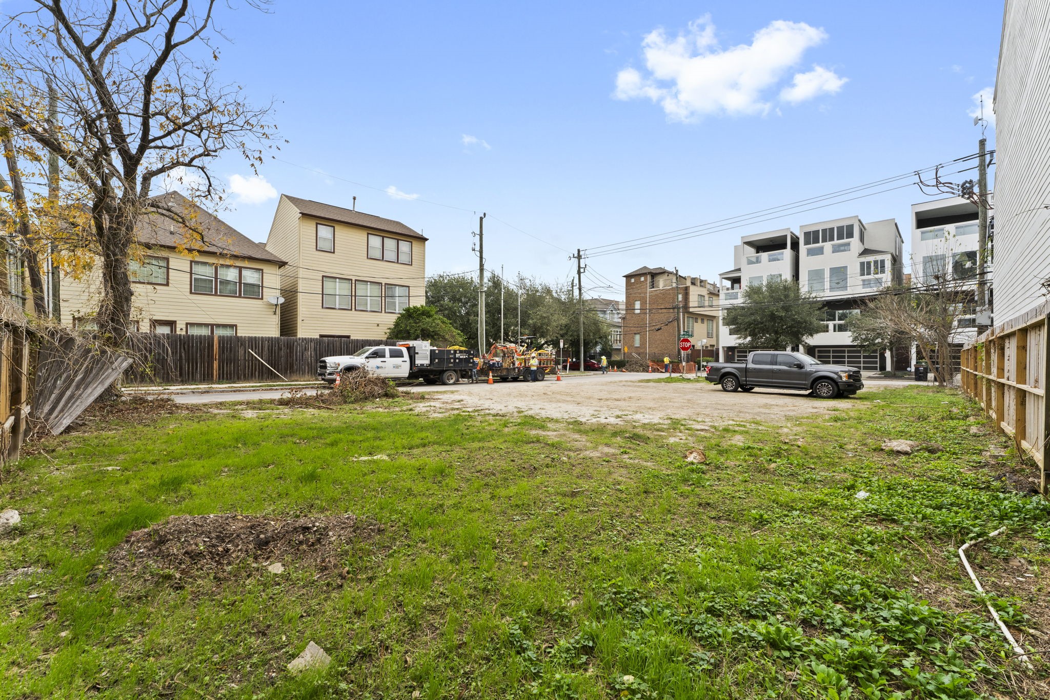 5807 Katy Street Houston, TX 77007 - Photo 16 of 37 Looking toward the established modern homes, you can see how perfectly a new builds will fit into this sophisticated urban fabric. The site is cleared, level, and ready for immediate development.