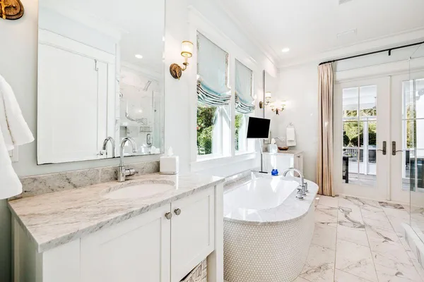 a bathroom with a shower