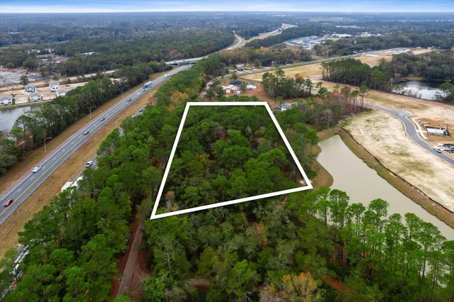 an aerial view of lake
