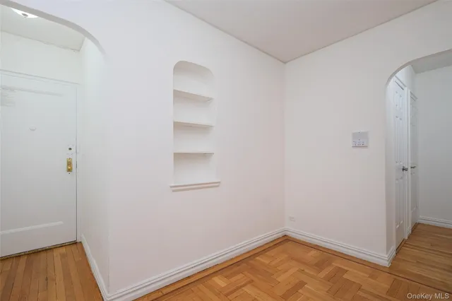 a view of small space with racks on the wall