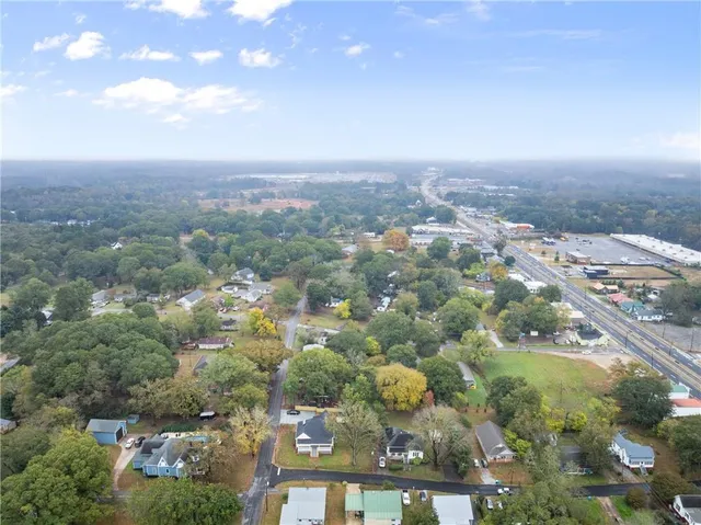 an aerial view of multiple house