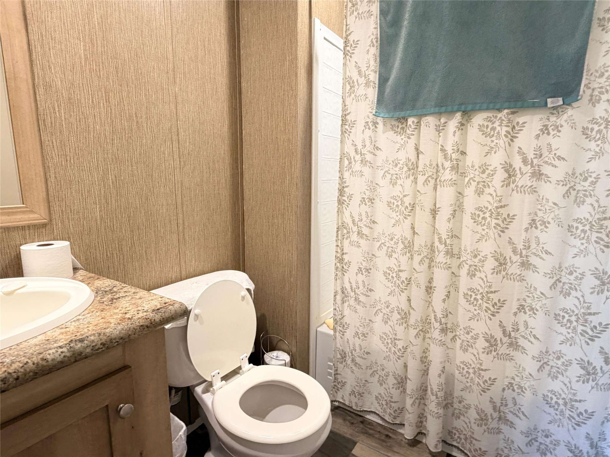 13700 Burnett Road Beasley, TX 77417 - Photo 8 of 38 a bathroom with a granite countertop toilet and a sink