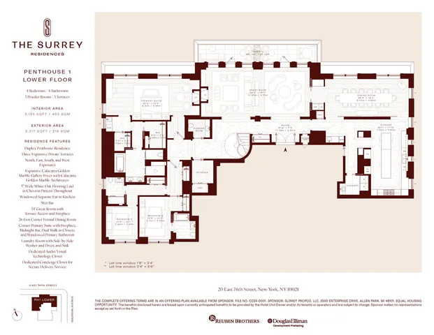 $50,000,000 | 20 East 76th Street, Unit PH1 | Lenox Hill