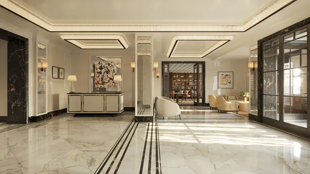 a living room with furniture