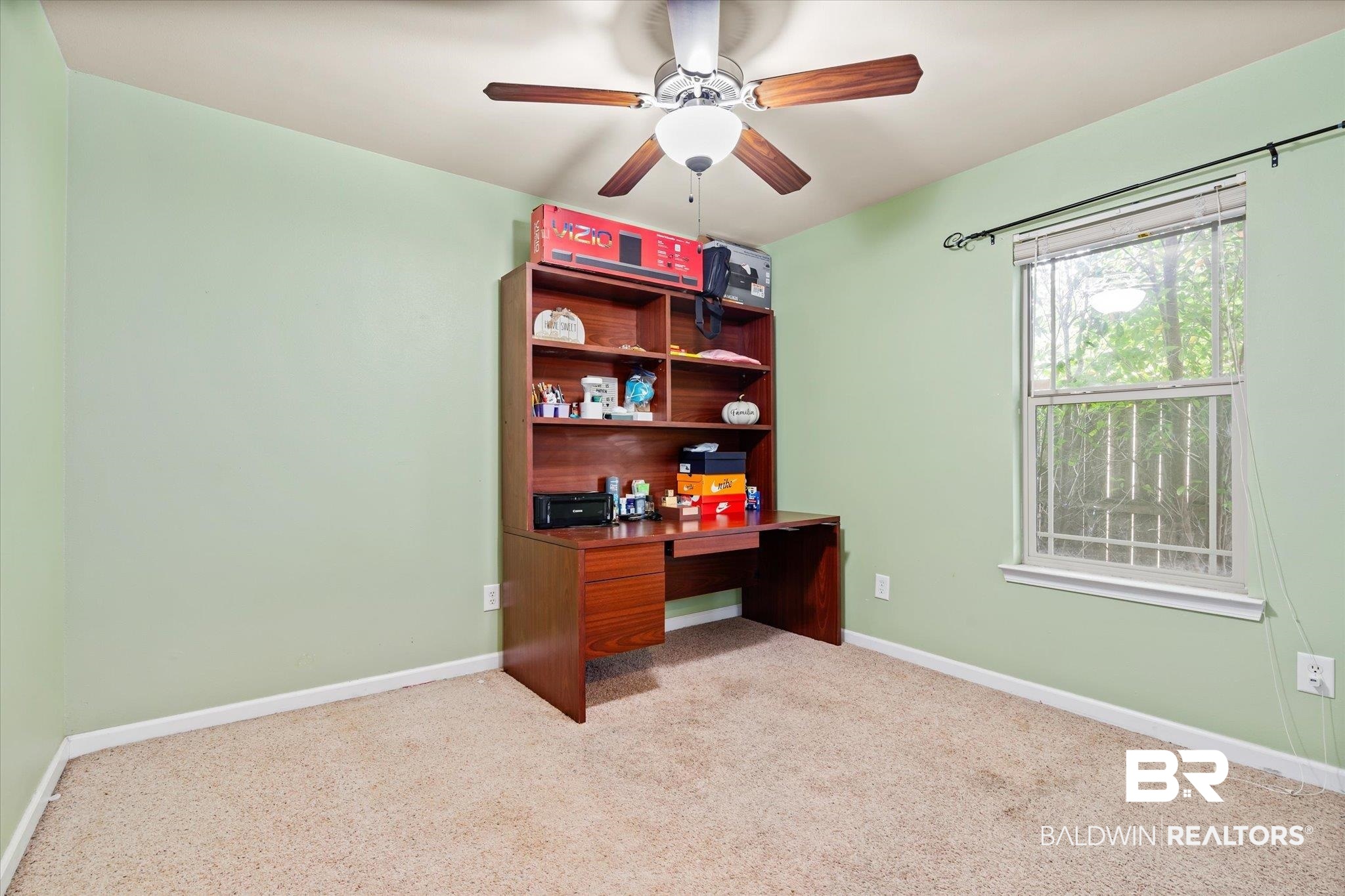 2855 Rebecca Drive West Mobile, AL 36618 - Photo 16 of 22 Office area featuring light colored carpet and ceiling fan