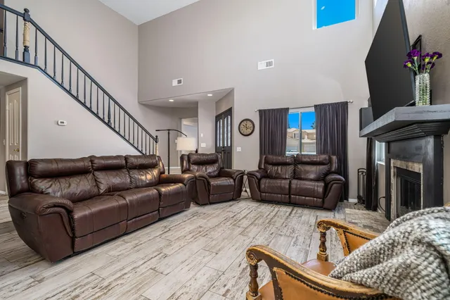 a living room with furniture and a couch