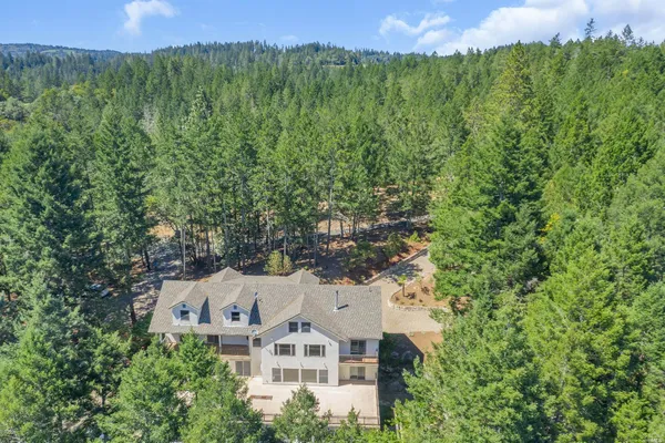 an aerial view of a house
