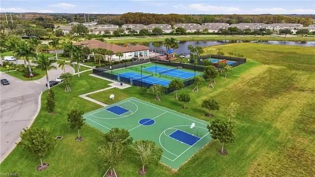 an aerial view of tennis court