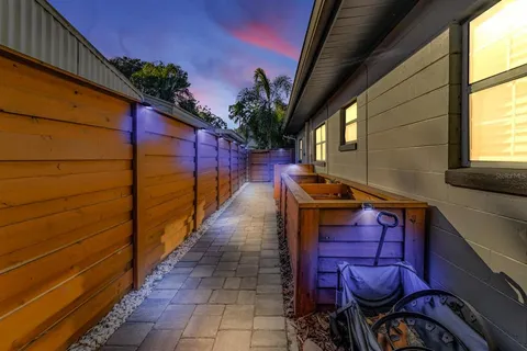 a view of a porch with furniture