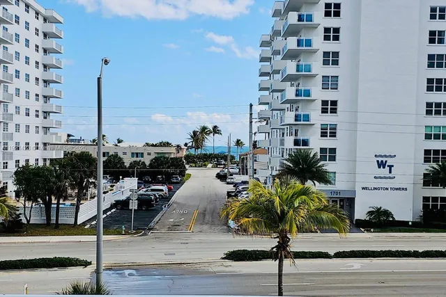 a view of a city with tall buildings