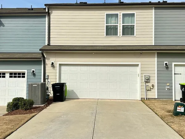 a view of garage with a window