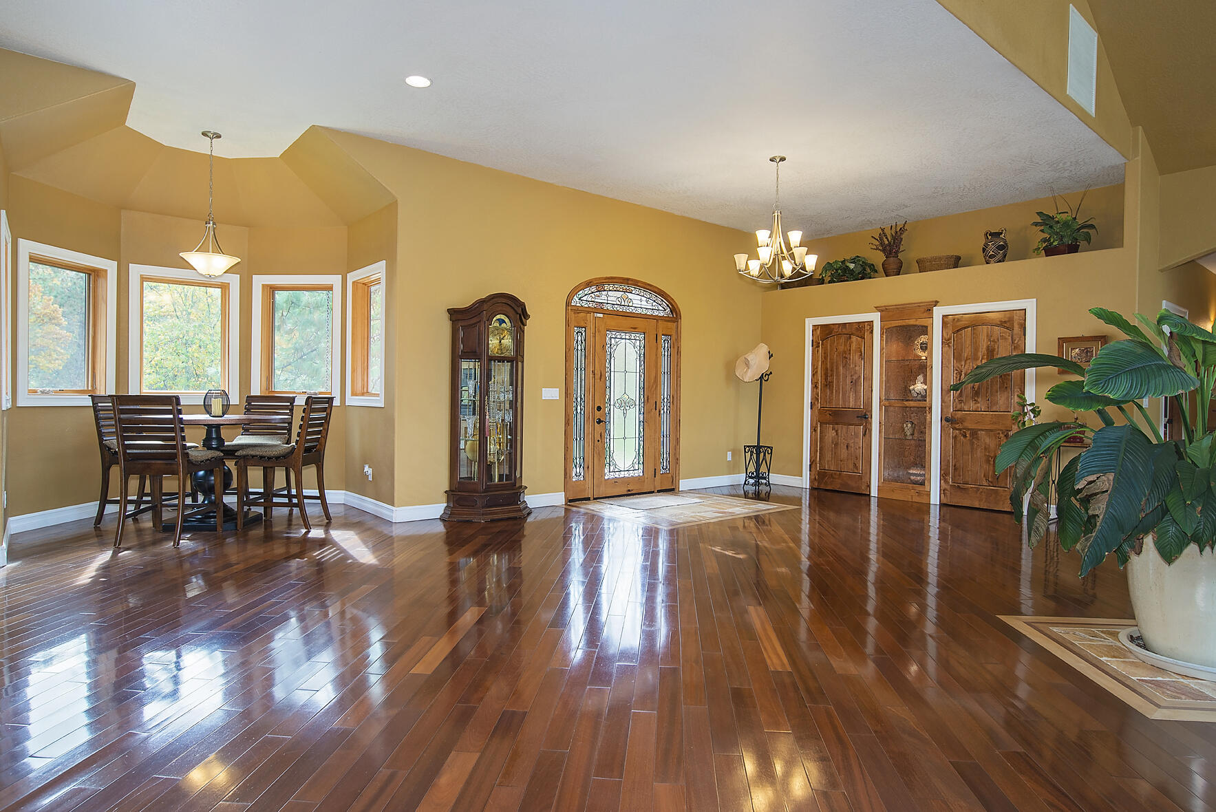 1665 Upper River Road Gold Hill, OR 97525 - Photo 11 of 48 a view of a dining room with furniture window and wooden floor
