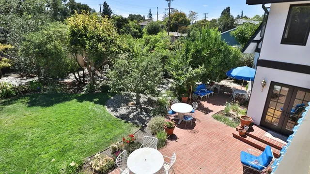 a backyard of a house with lots of green space