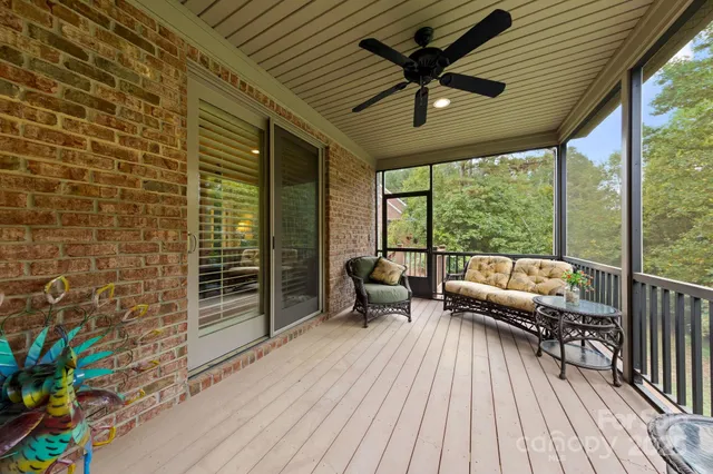 a balcony with furniture