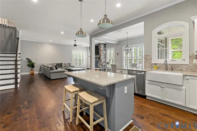 a kitchen with counter top space and a sink