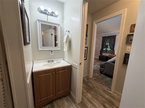 238 Trails End Road Blue Ridge, GA 30513 - Photo 17 of 32 a bathroom with a sink and a mirror