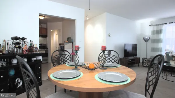 a table and chairs in a room