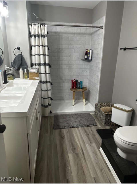 1097 Old River Road Boaz, WV 26187 - Photo 13 of 21 Full bathroom with vanity, a tile shower, and light wood-type flooring