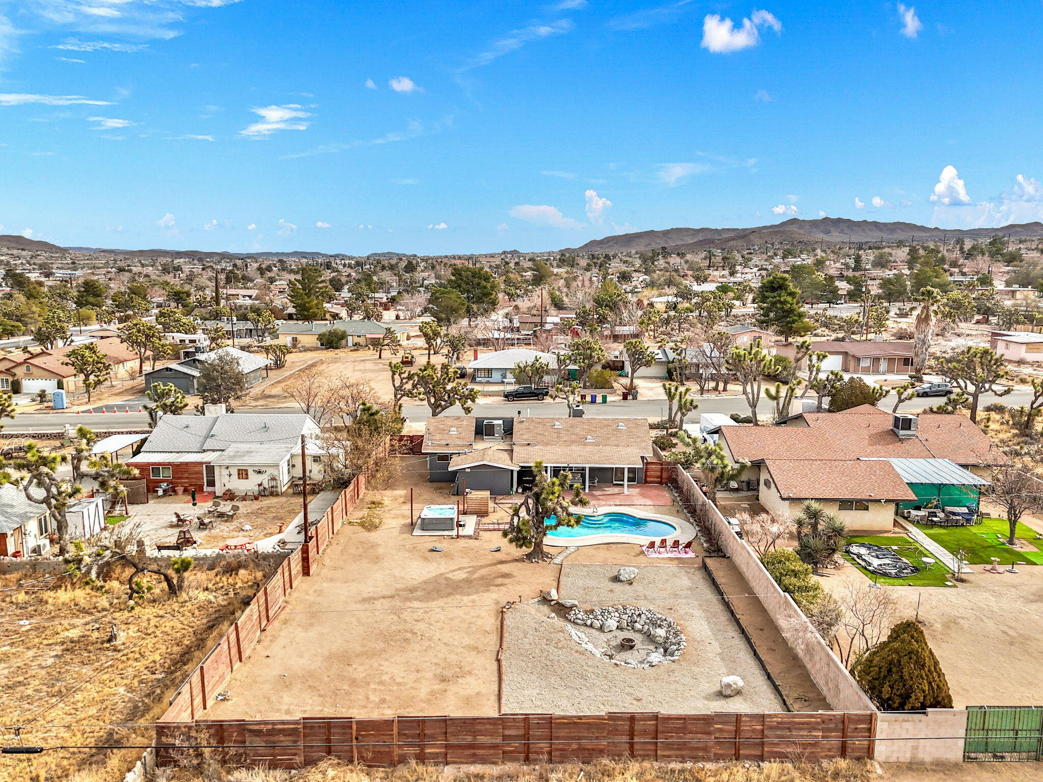 7552 Elk Trail Yucca Valley, CA 92284 - Photo 47 of 48 an aerial view of residential houses with outdoor space