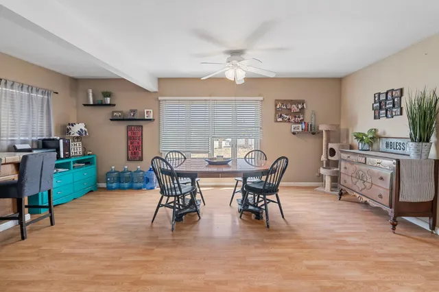 a view of a lake with a big yard