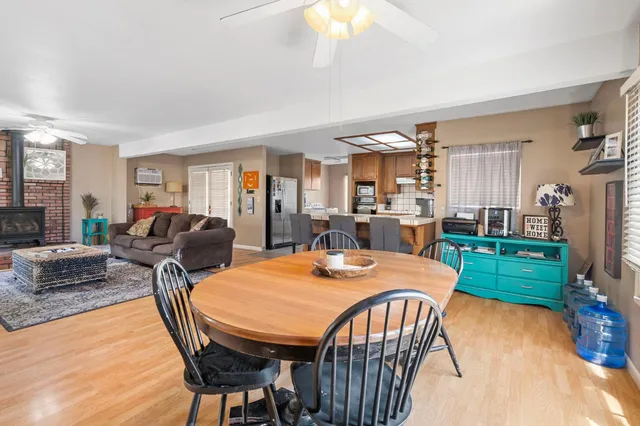 an aerial view of a house with outdoor space