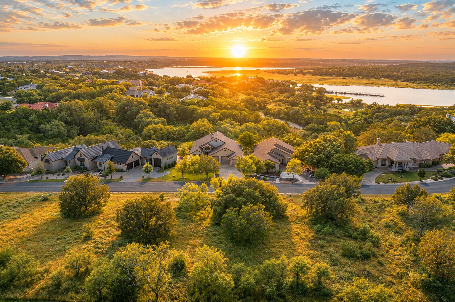 828 Wesley Ridge Drive Spicewood, TX 78669 - Photo 1 of 19 Sunset View from the lot