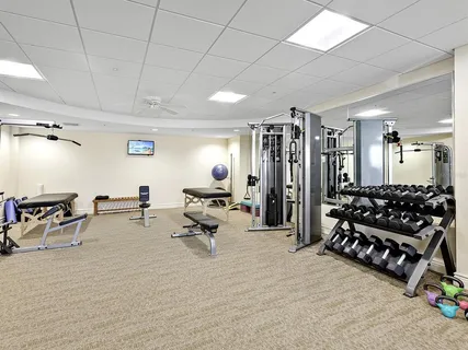 a view of a room with gym equipment