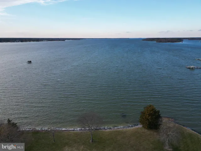 a view of a lake from a yard