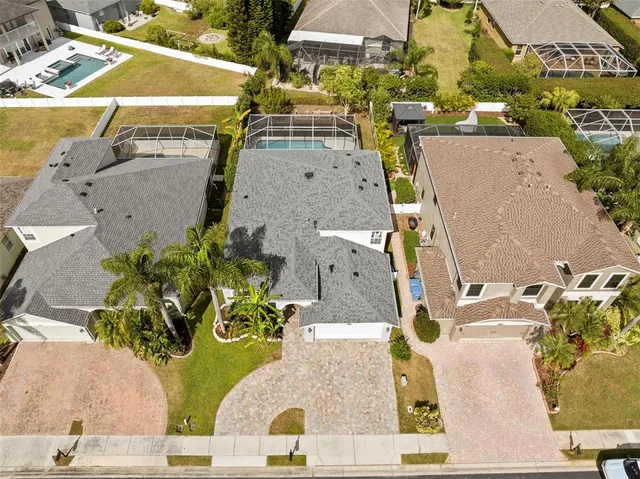 aerial view of residential houses with outdoor space