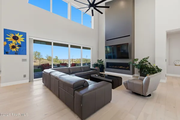 a living room with furniture