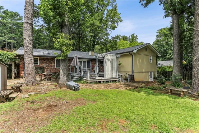 a view of a backyard with a garden