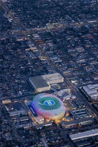 an aerial view of a house