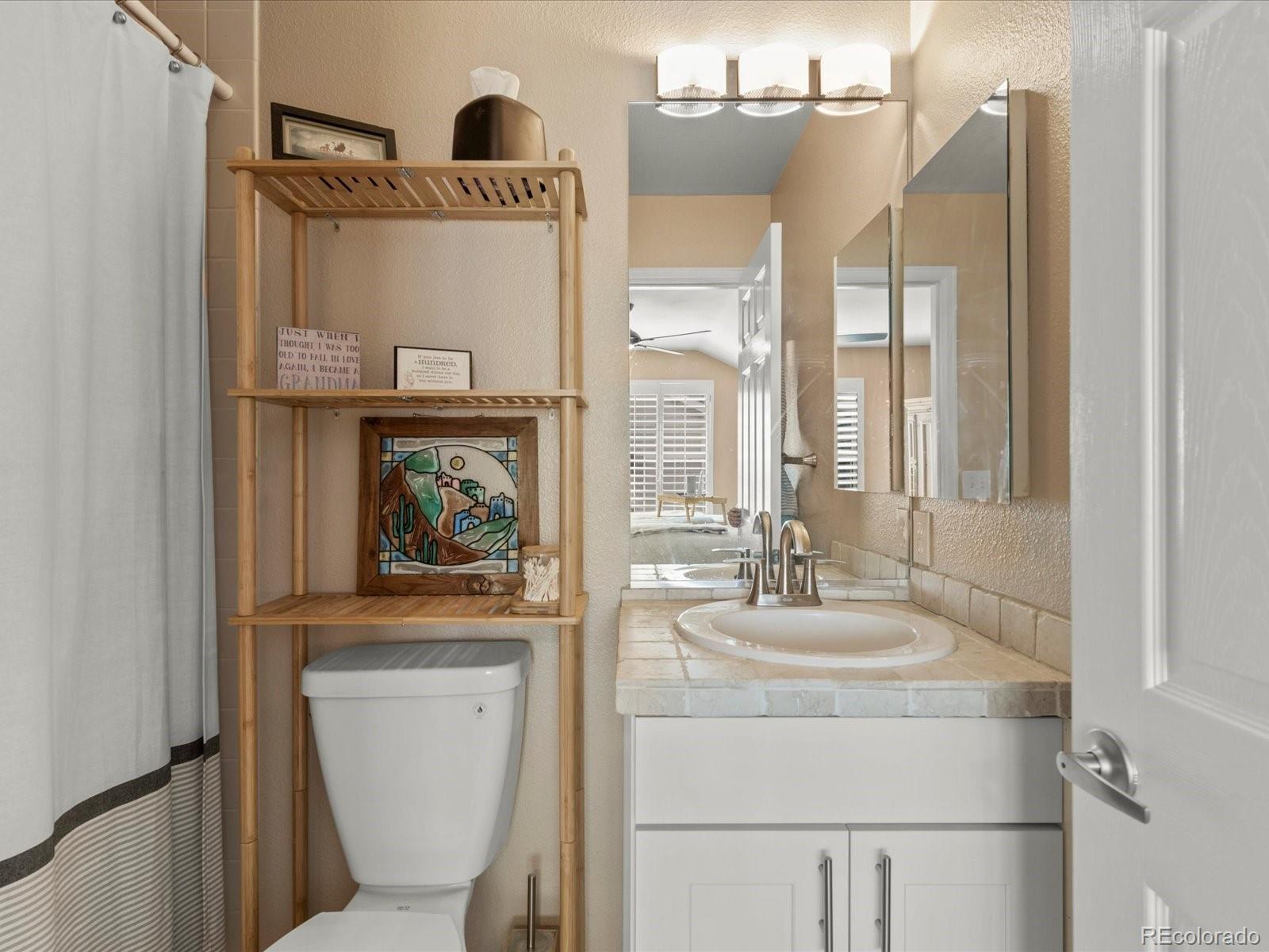 9323 Notts Court Lone Tree, CO 80124 - Photo 31 of 45 a bathroom with a toilet a sink and a mirror