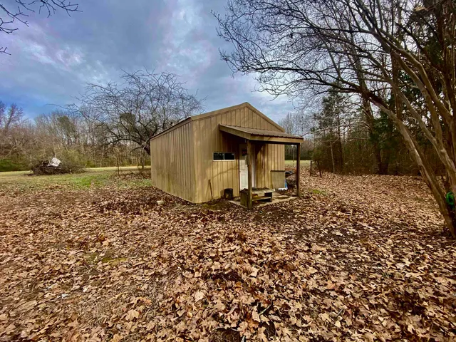 a backyard of a house with lots of green space