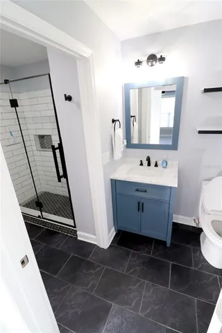 a bathroom with a shower
