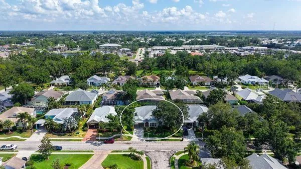 an aerial view of multiple house